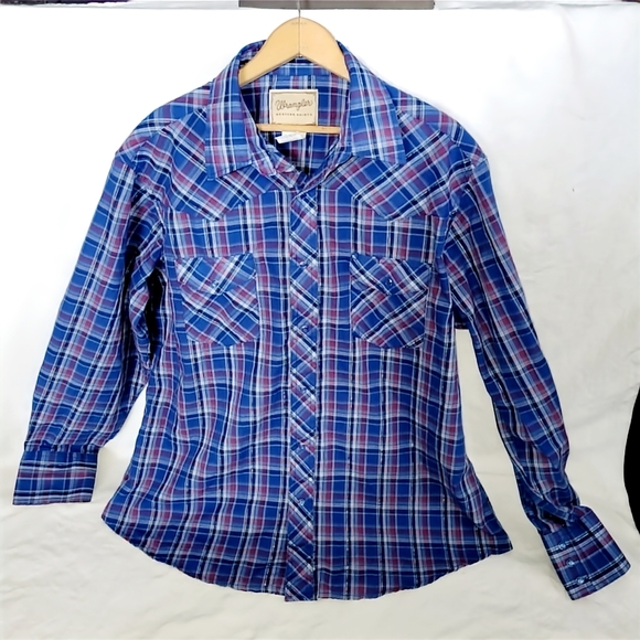 Wrangler Other - Vintage Mens Wrangler Pearl Snap & Silver Metallic Thread Western Shirt